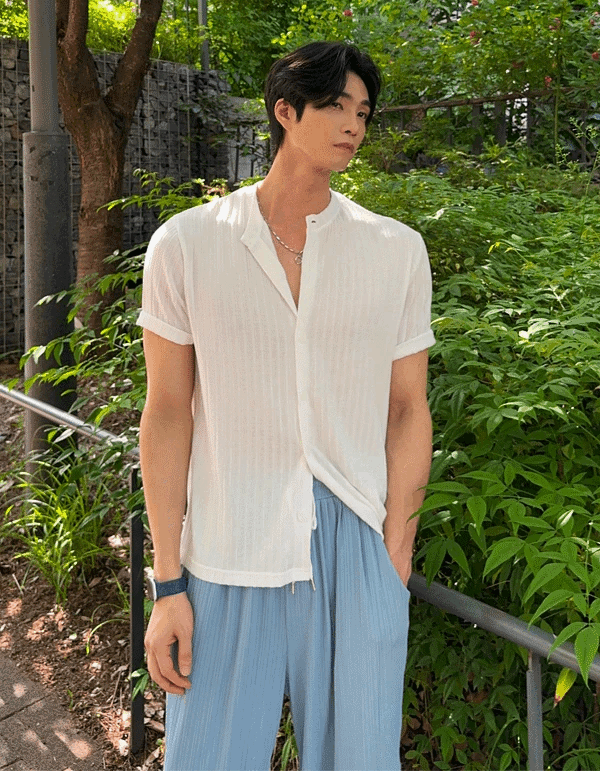 圓領短袖開襟衫短袖上衣