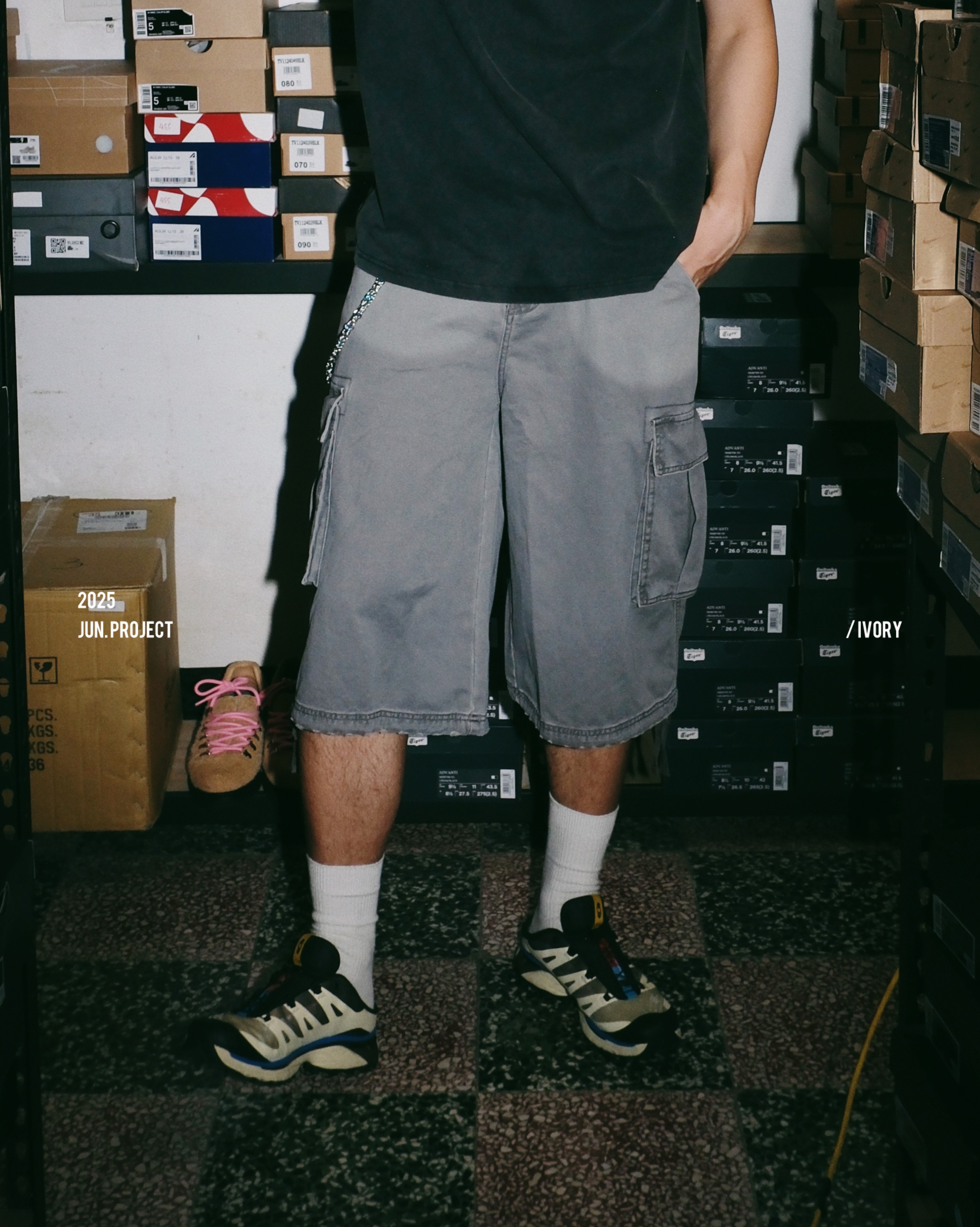 IVORY 抽繩 膝刷破 YKK 多口袋 過膝 斜紋布 七分褲 三色【CK3510D】