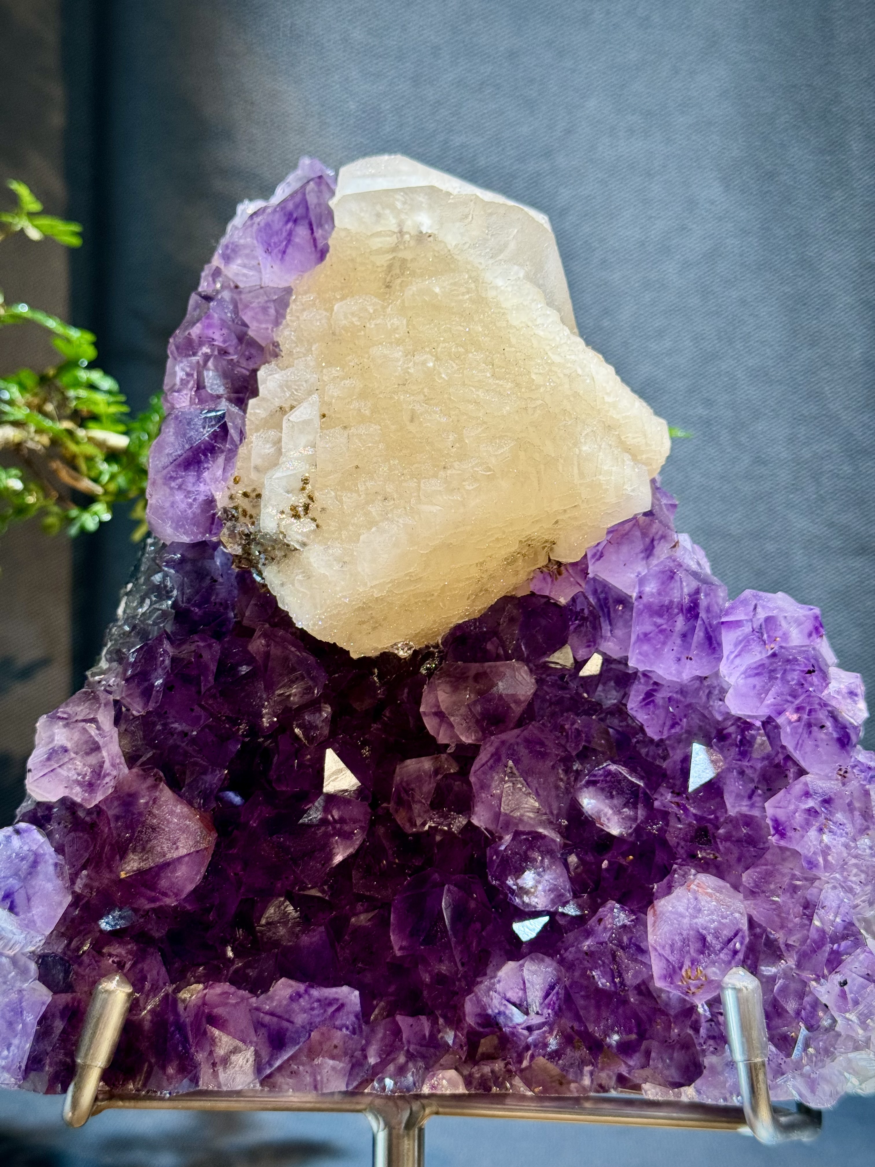 頂級深紫方解石紫水晶簇 5613