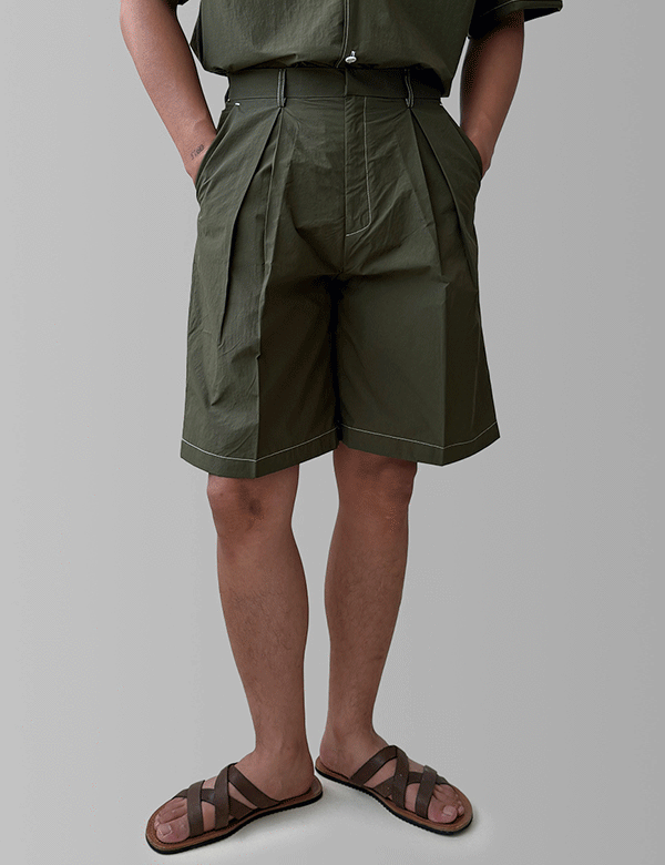 尼龍縫線百慕達短褲