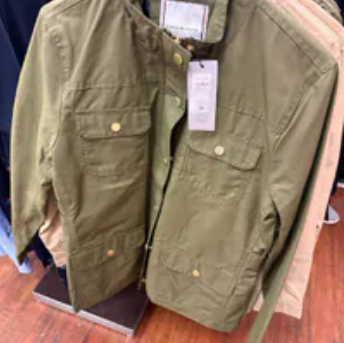 [S] TOMMY HILFIGER ARMY GREEN WAXED UTILITY JACKET, 76J5520-701 (STH1295)