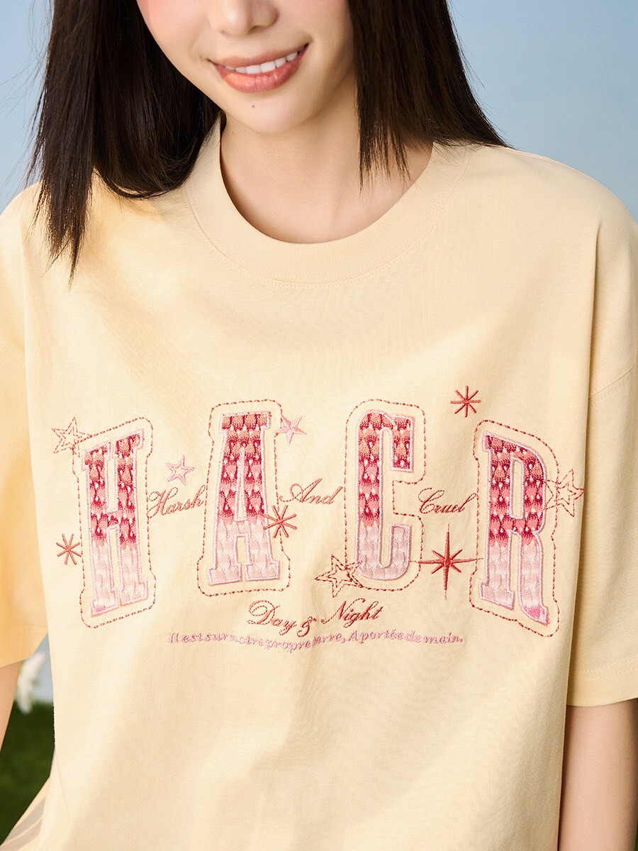 harsh and cruel 2025SS 漸變編織 貼布刺繡 短袖