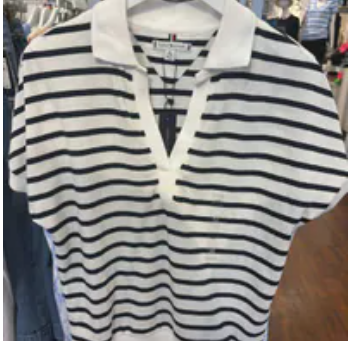 [S] TOMMY HILFIGER CALICO MULTI STRIPE RELAXED STRIPE POLO, 76J4692-410 (STH1304)