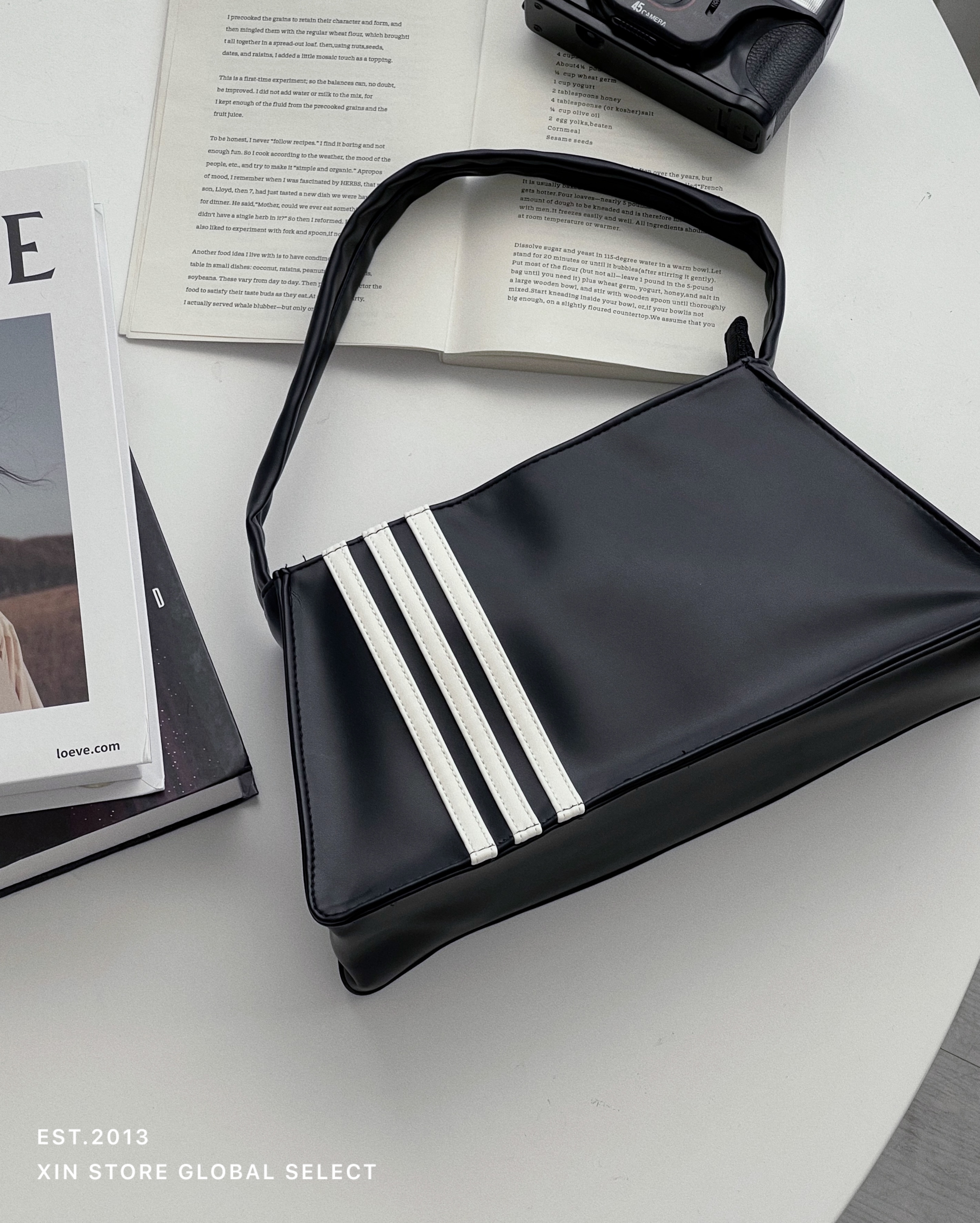 Adidas PU SH 三線 皮革 大Logo 腋下包 肩背包 黑