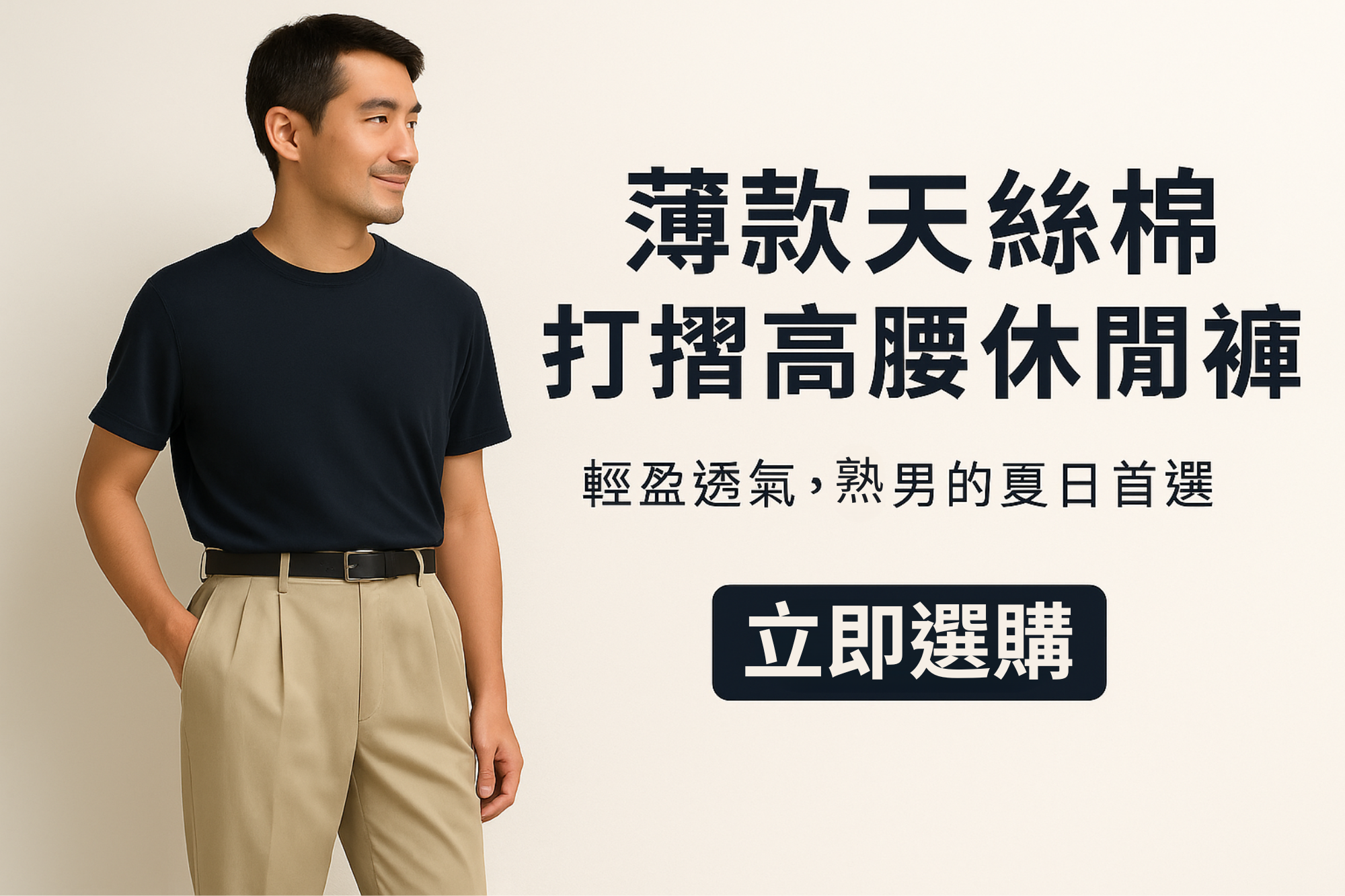 薄款天絲棉打摺高腰休閒褲