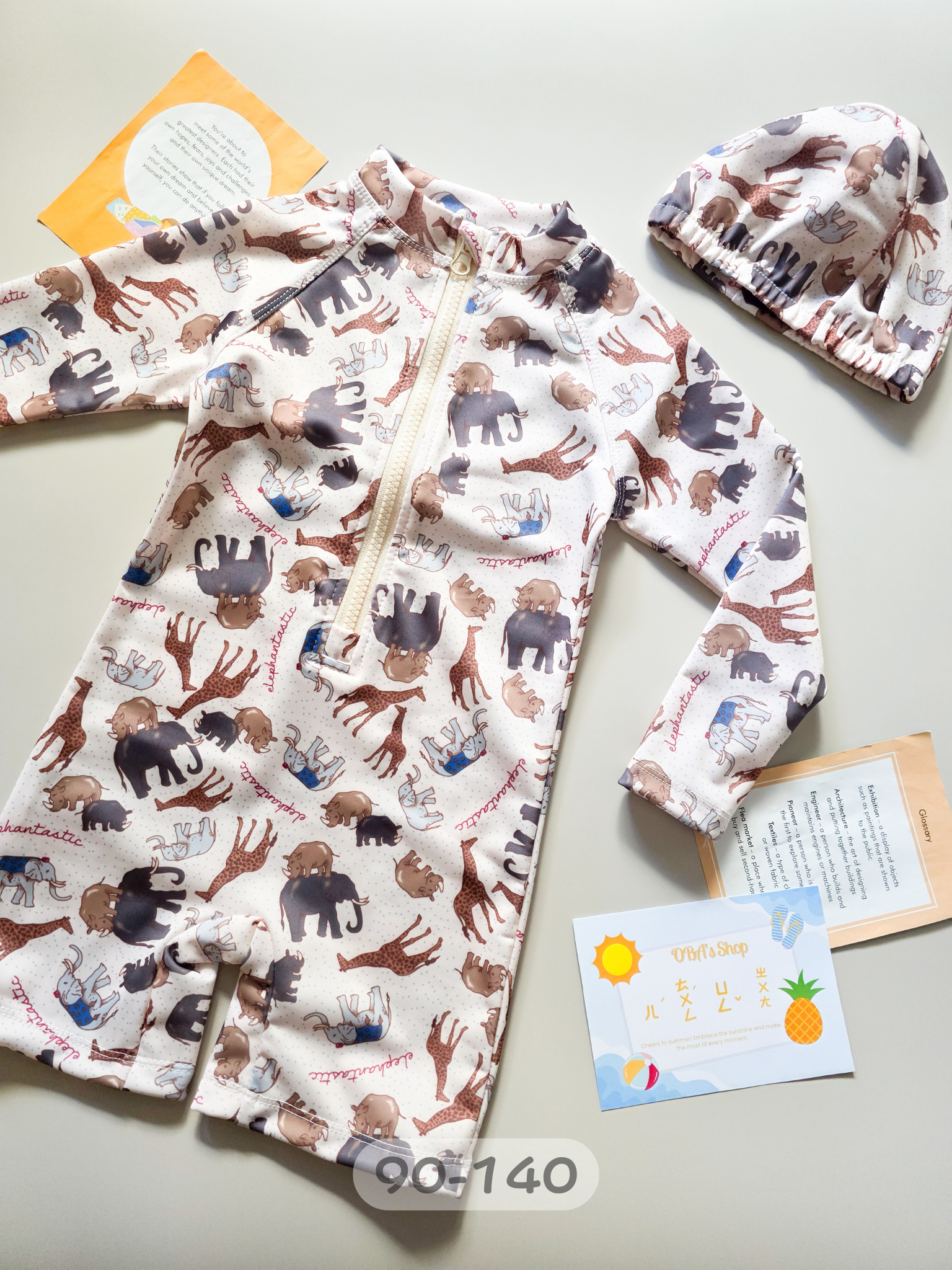 棕色森林 長袖連身泳衣2件組