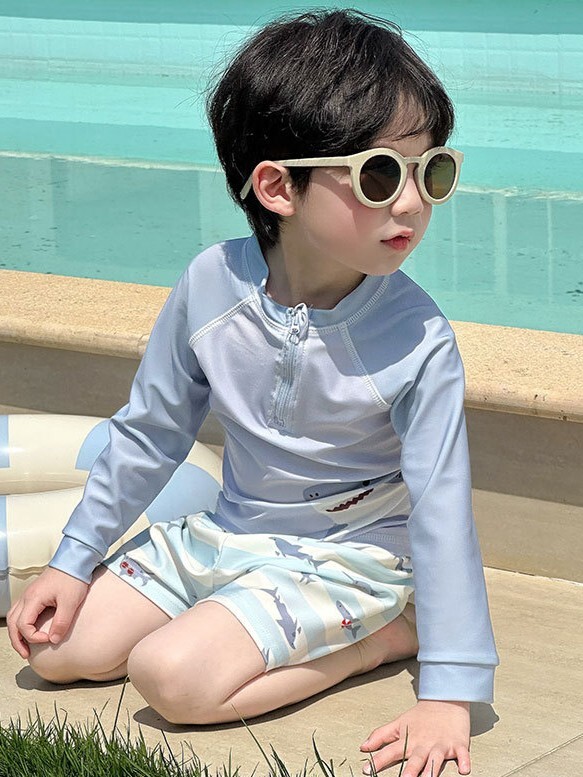 探頭鯊魚 長袖泳裝3件組