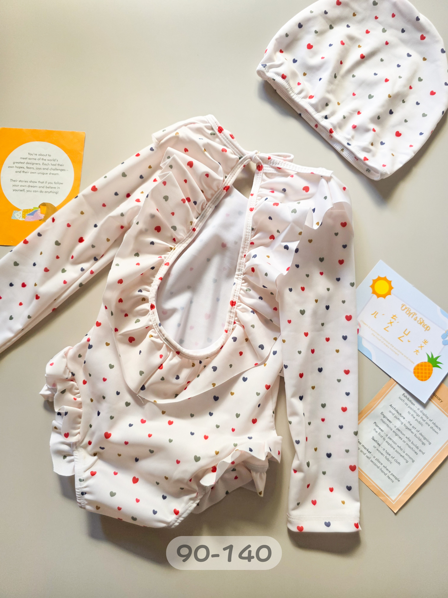 露背小愛心 長袖泳裝2件組