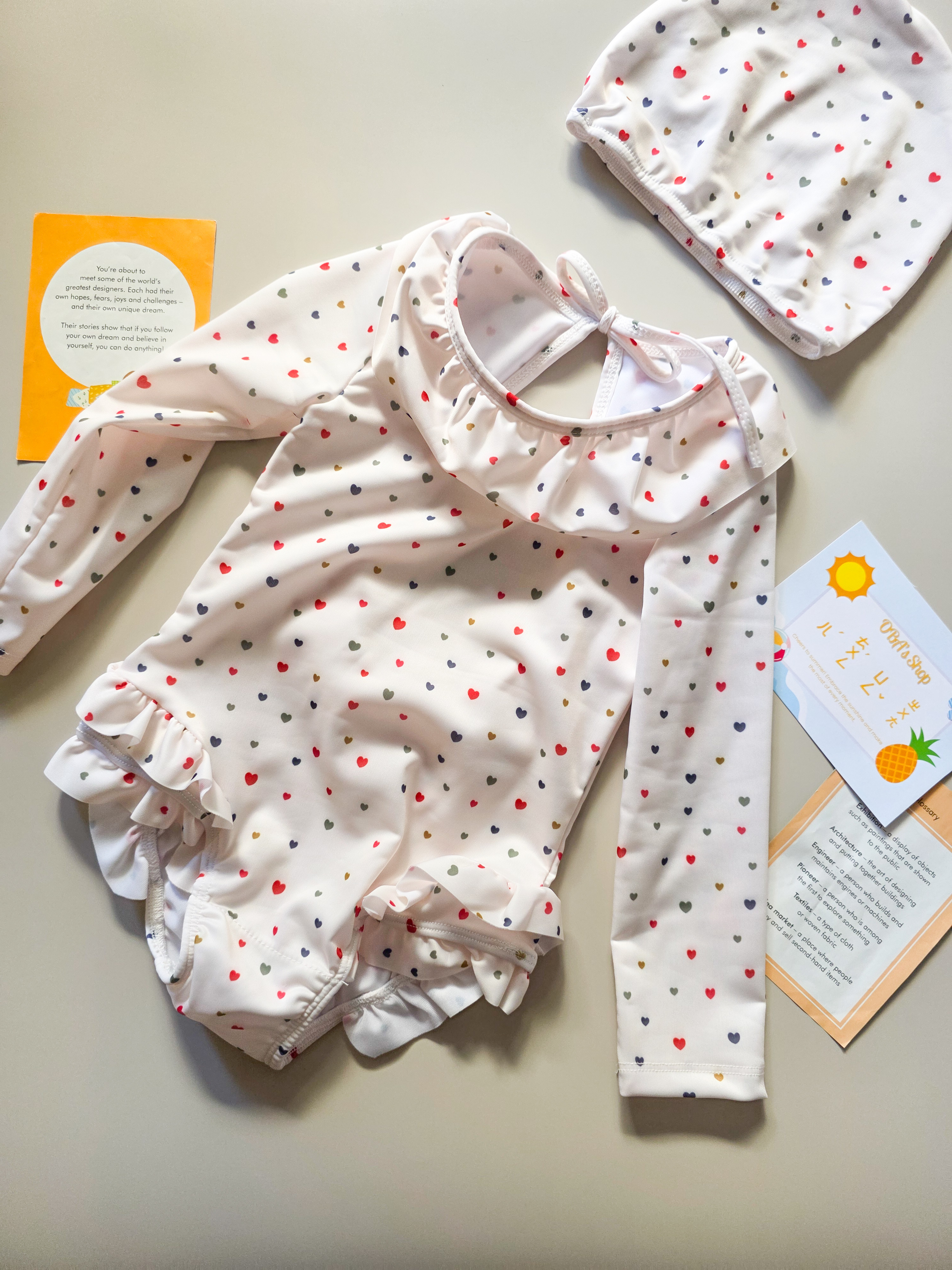 露背小愛心 長袖泳裝2件組