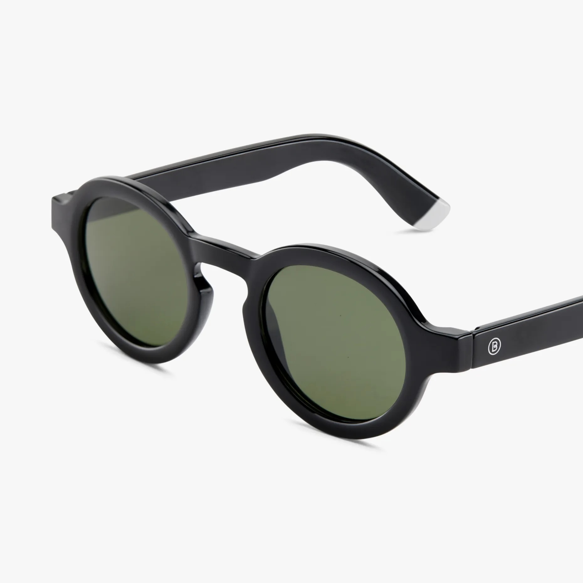 BARNER | Charles - Black Noir Glossy Sunglasses (Green Lens)