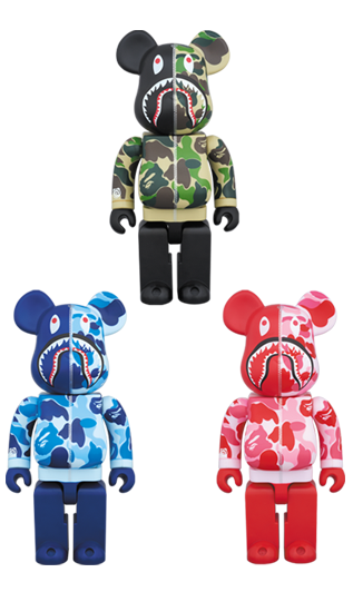 BEARBRICK BAPE CAMO SHARK 400％ SET OF 3