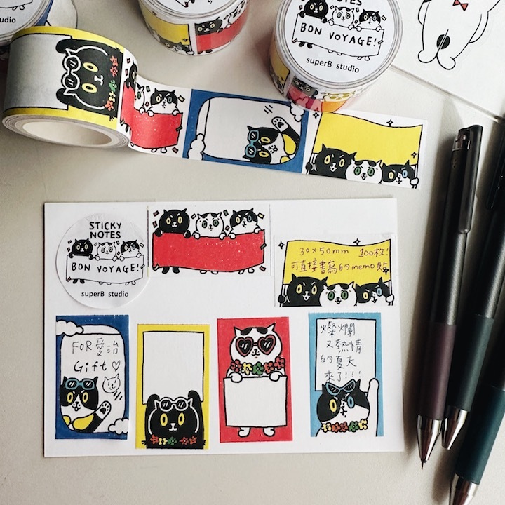 接機小貓 便利貼卷 貼紙膠帶 ｜superB studio