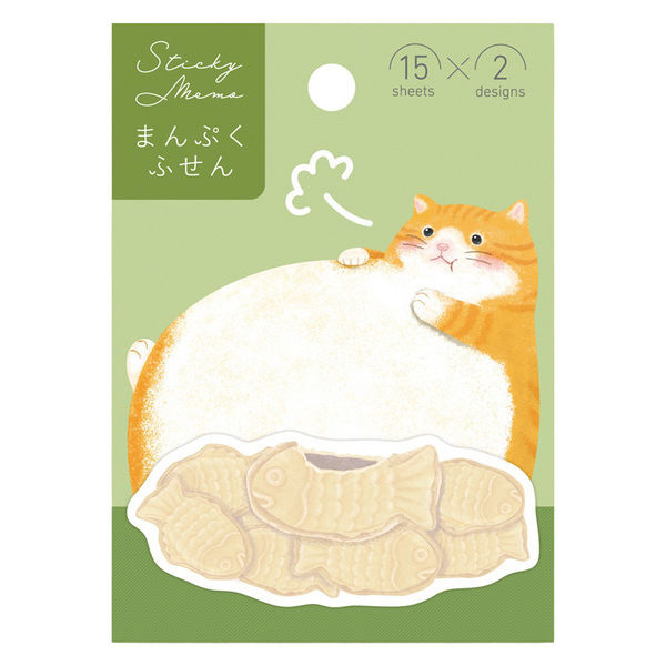吃鯛魚燒的貓咪 30枚 造型便利貼 memo｜日本 Gakken