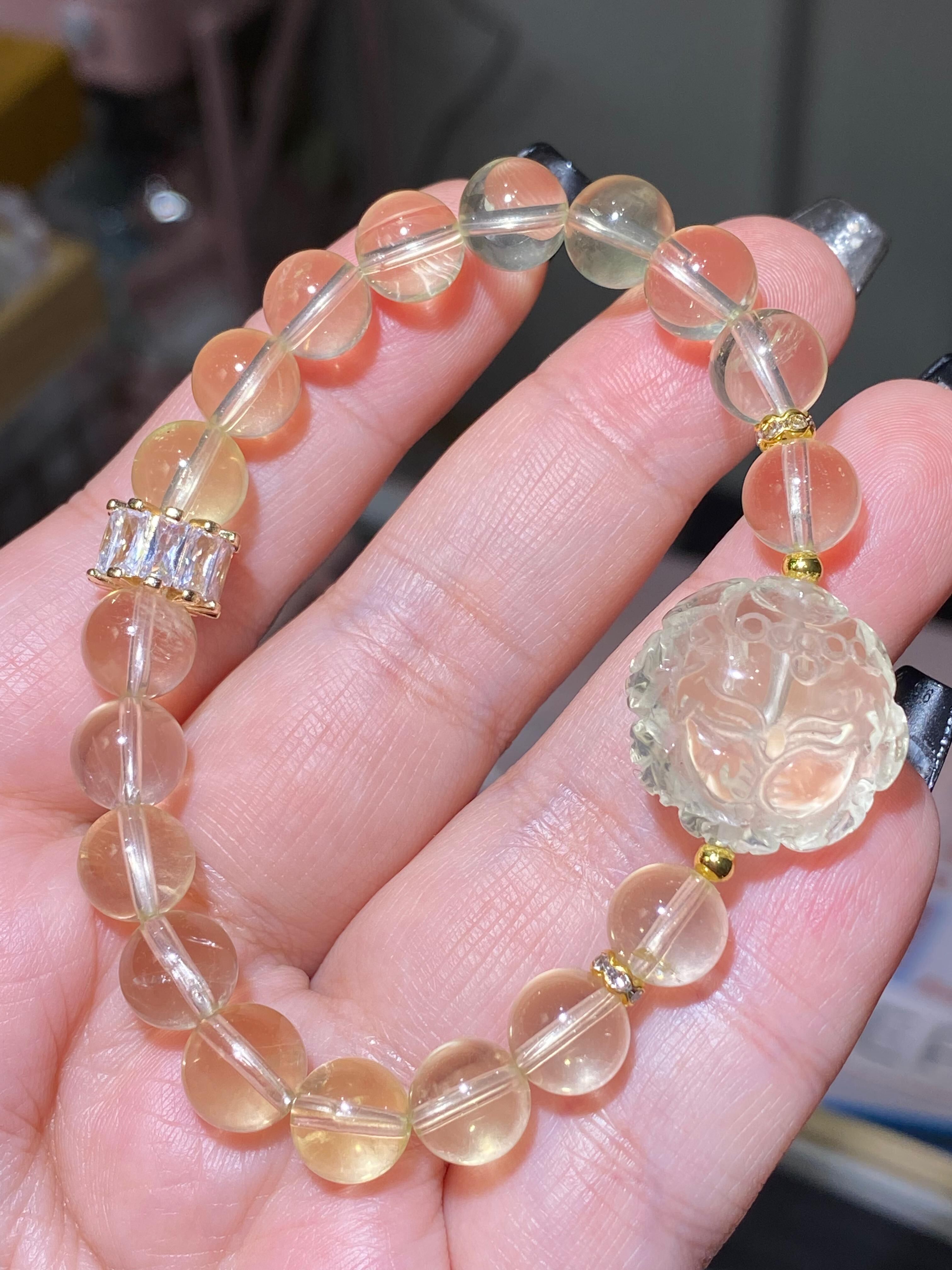 8.5-8.8MM黃水晶荷花狐手串