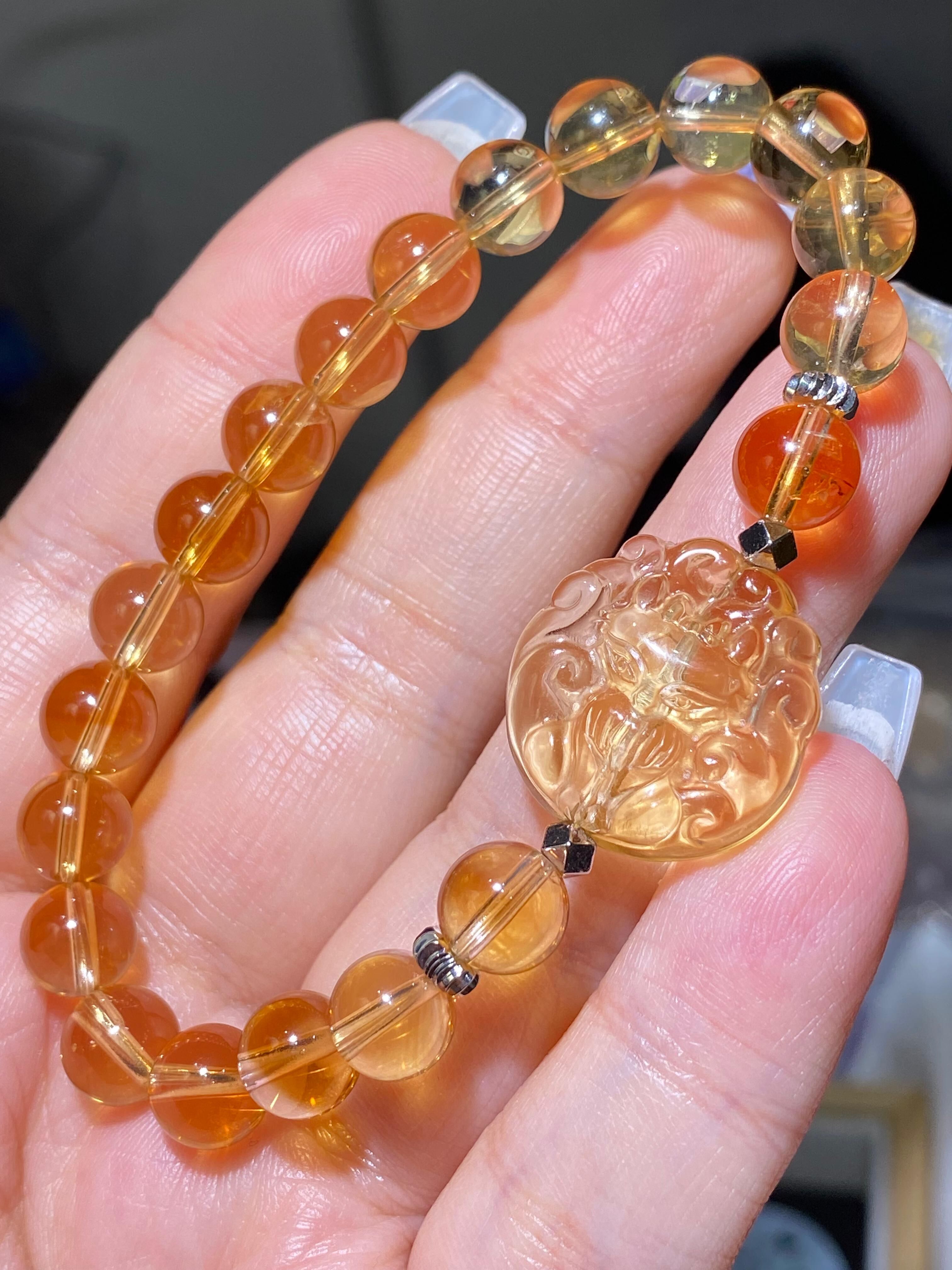 8-8.3MM高質巴西深黃水晶九尾狐手串