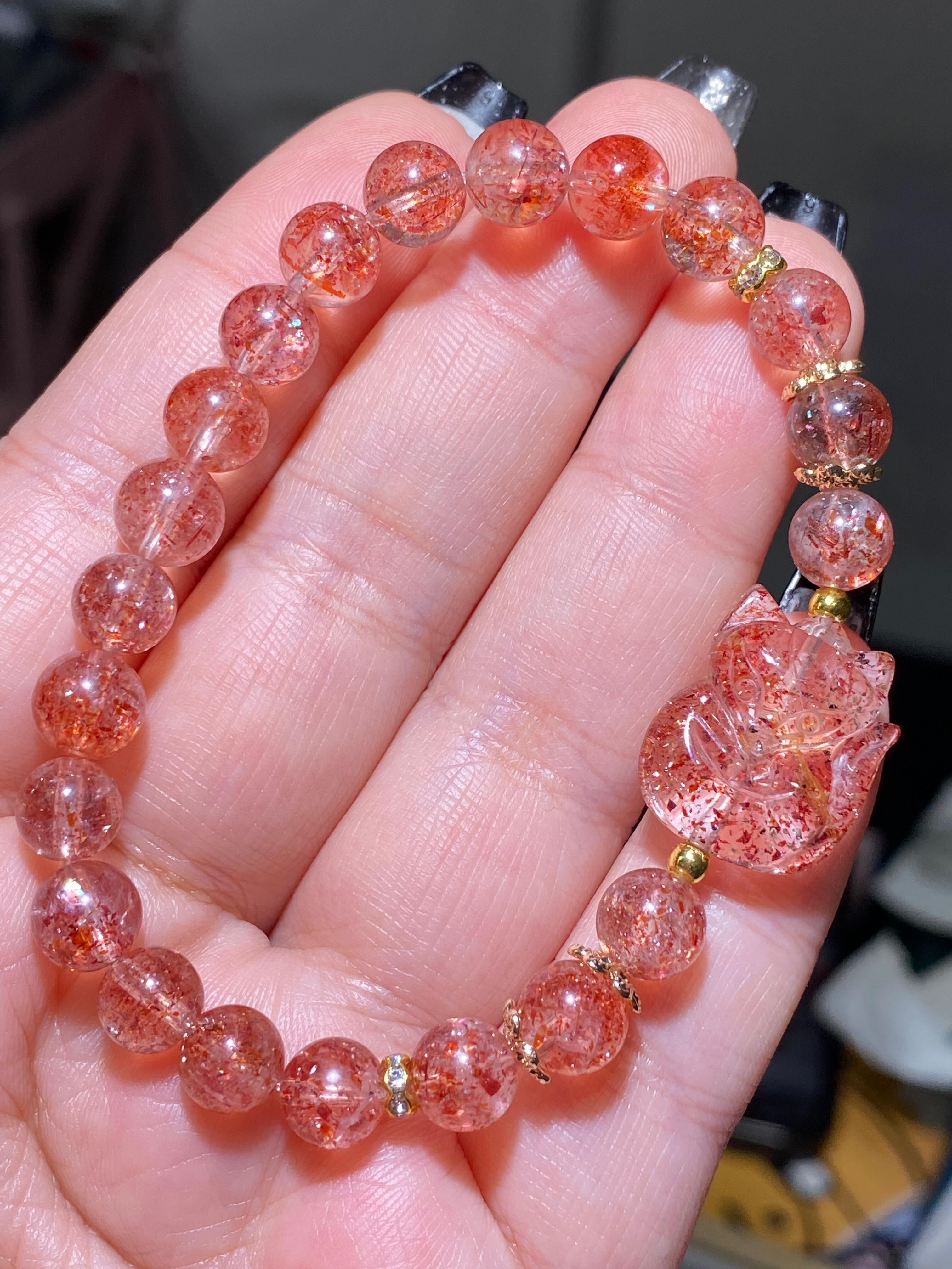 7.3-7.5MM高質橙紅金草莓超七配小狐仙