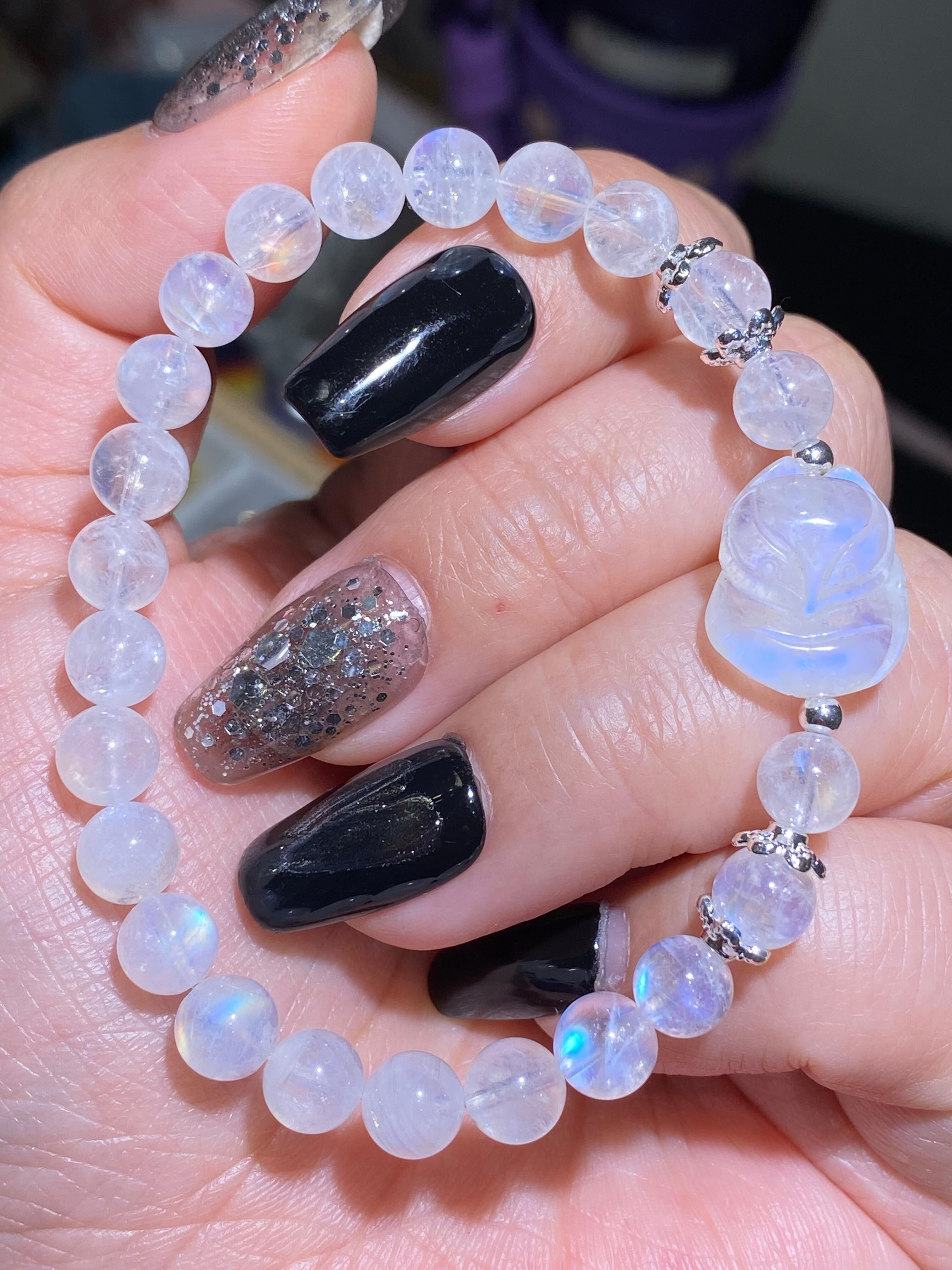 6.3-6.7MM印3度月亮石配小狐仙手串