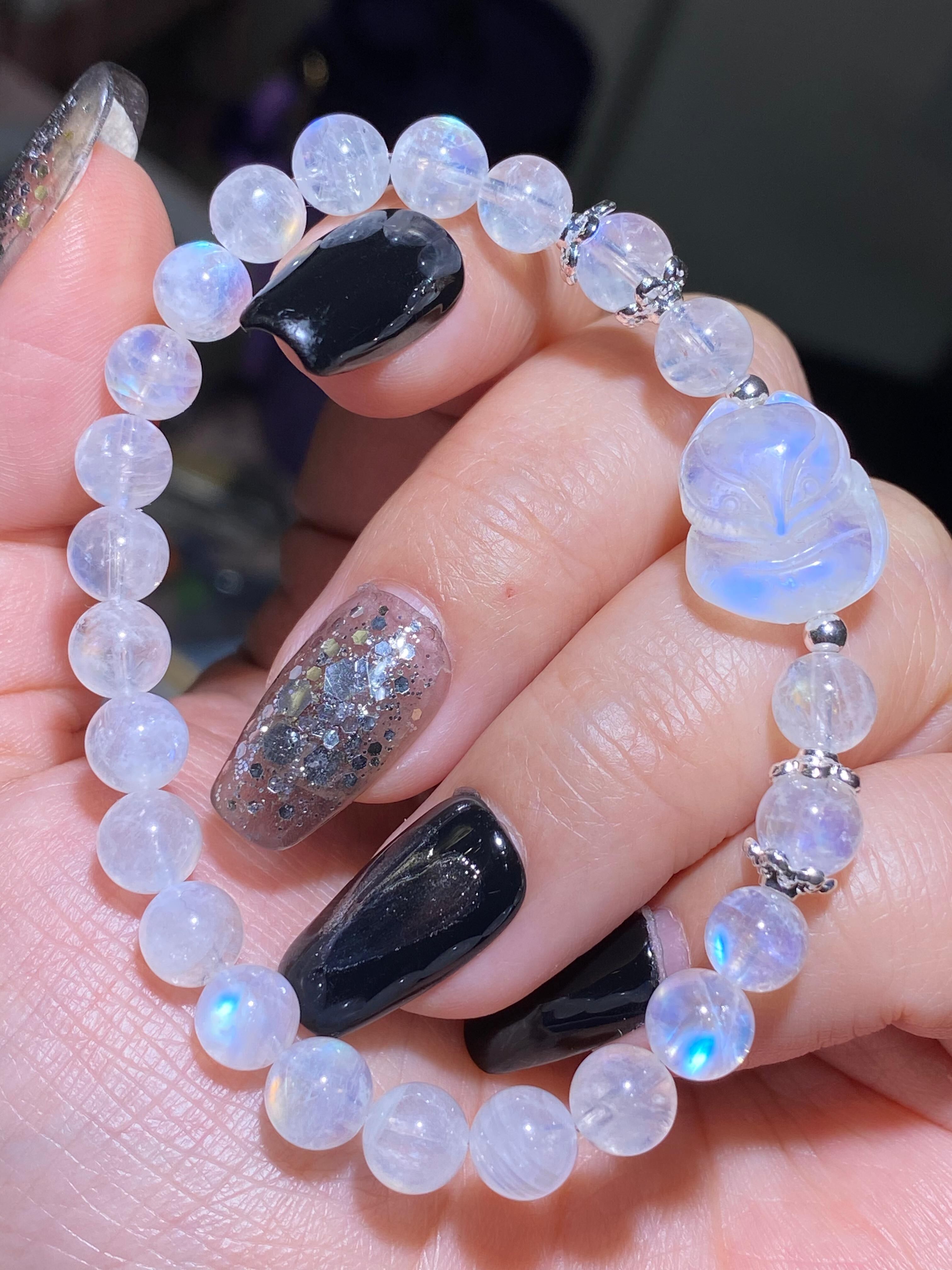 6.3-6.7MM印3度月亮石配小狐仙手串