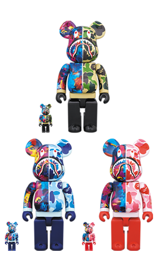 BEARBRICK BAPE × M / MIKA NINAGAWA SHARK 100% & 400% SET OF 3