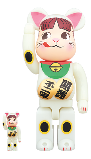 BEARBRICK 牛奶妹 蓄光 招財貓 MILKY GID Ver. ペコちゃん 100% & 400%