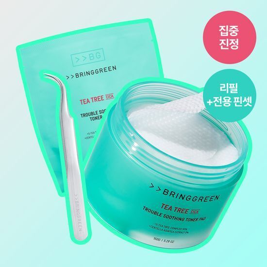 《olive young連線》BRINGGREEN Tea Tree CICA Trouble Soothing Toner Pad [90PCS] 1+1