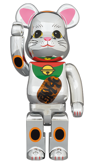 BEARBRICK 銀 招財貓 (著燈) 銀メッキ 発光 400%