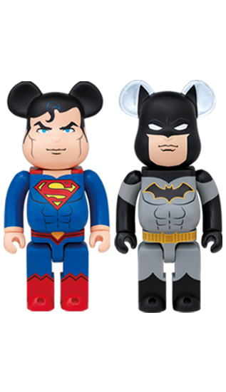 BEARBRICK DC Happyくじ 一番賞 LAST賞 SUPERMAN & BATMAN 400% SET OF 2