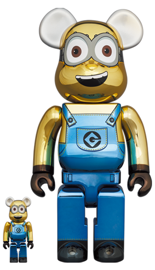 BEARBRICK MINIONS DAVE CHROME Ver. 100% & 400%