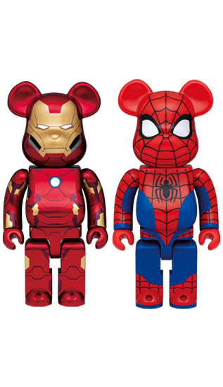 BEARBRICK MARVEL Happyくじ 一番賞 LAST賞 IRONMAN & SPIDERMAN 400% SET OF 2