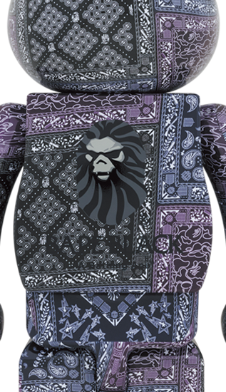 BEARBRICK BAPE BLACK BANDANA 100% & 400%