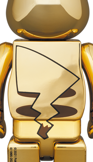 BEARBRICK PIKACHU GOLD CHROME Ver. ピカチュウ 100% & 400%