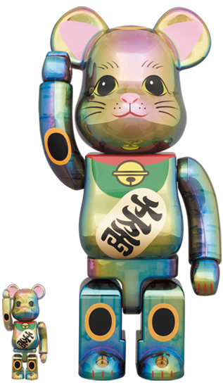 BEARBRICK 招財貓 黒透明電鍍 100% & 400%