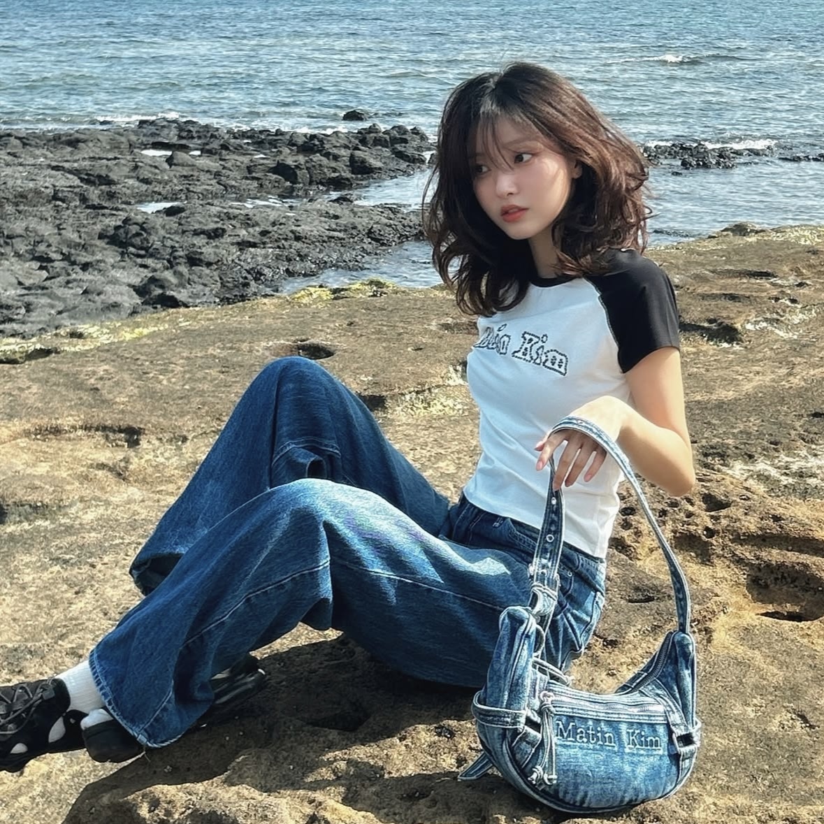 PRE-ORDER) MATIN KIM MATIN WASHED DENIM MINI HOBO BAG