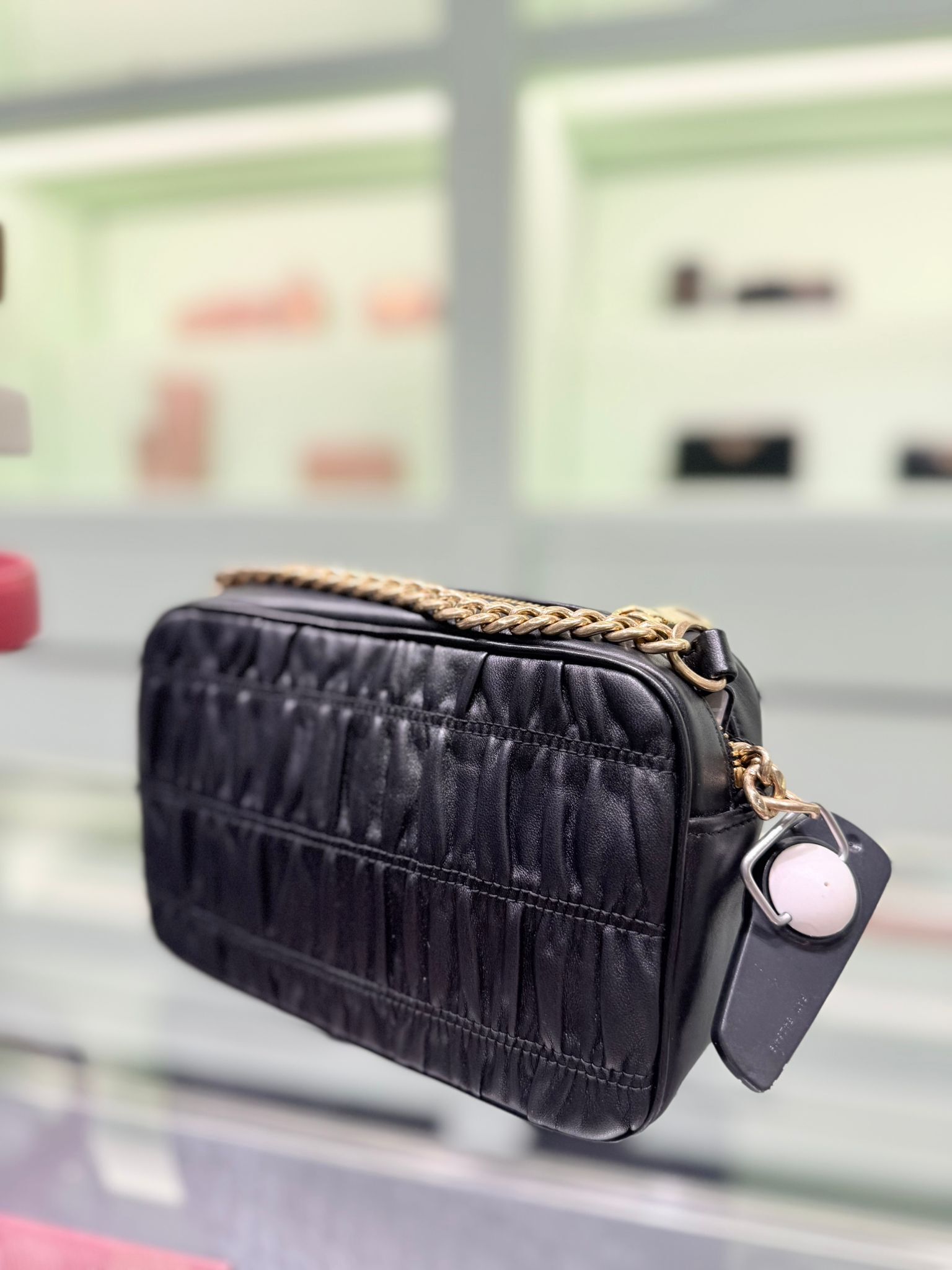 Prada Bag Leather camera chain bag Black 1BH112