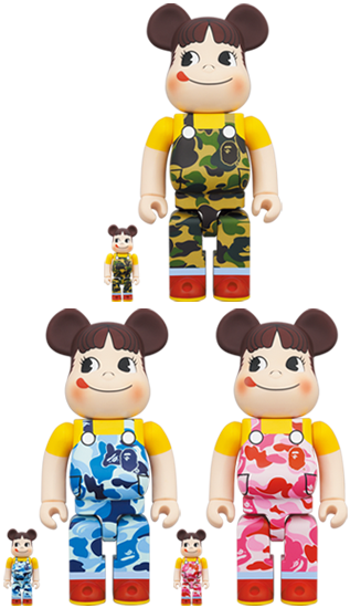 BEARBRICK BAPE MILKY GREEN／PINK／BLUE 牛奶妹 100% & 400% SET OF 3