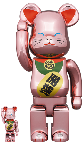 BEARBRICK 招財貓 開運 桃金 100% & 400%