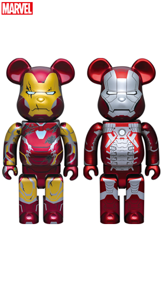 BEARBRICK IRON MAN Happyくじ 一番賞 LAST賞 MK85 BATTLE DAMAGED Ver. & MK5 400% SET OF 2