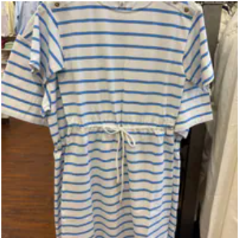 [S] TOMMY HILFIGER OPTIC WHITE STRIPE GOLD BUTTON TSHIRT DRESS, XW04383-100 (STH1315)
