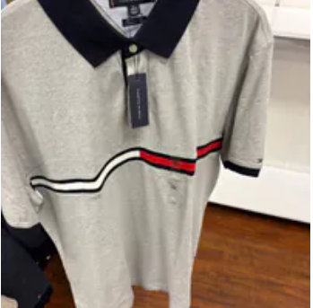 [S] TOMMY HILFIGER GREY EMBROIDERED STRIPE REGULAR FIT POLO, 78JB117-030 (STH1317)