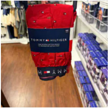 [S] TOMMY HILFIGER MAHOGANY MEN'S FASHION FULL CUT WOVEN BOXER SHORT , 09R3255-608 (STH1321)