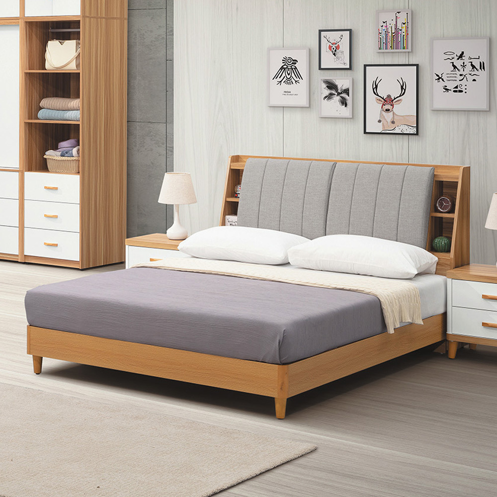 喬菲6尺雙人加大床組(貓抓皮收納床頭箱+床架式床底-不含床墊)