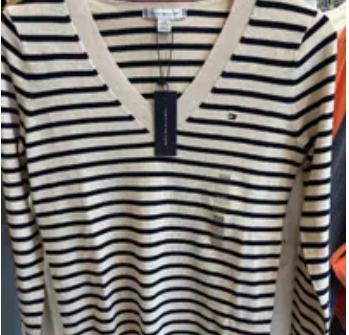 [S] TOMMY HILFIGER BEIGE STITCH V-NECK SWEATER, XW04713-200 (STH1324)