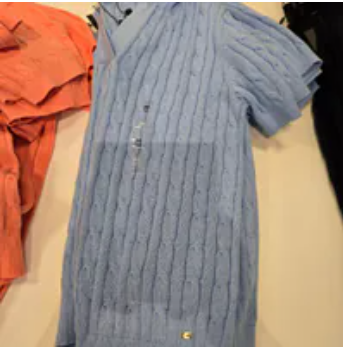 [S] TOMMY HILFIGER VESSEL BLUE SHORT SLEEVE CABLE KNIT POLO SWEATER , XW04798-401 (STH1331)