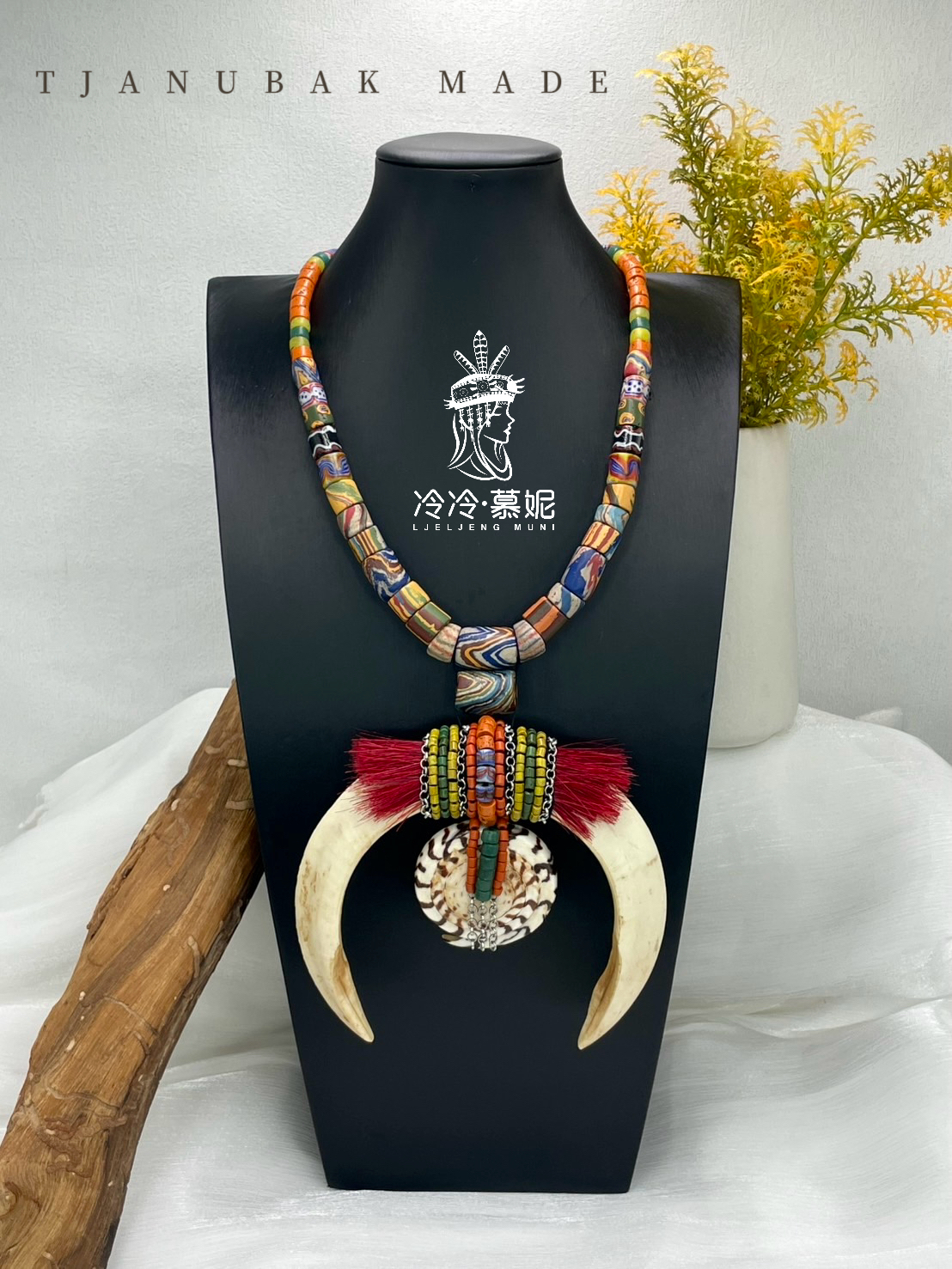 W-No.19傳統花珠大山豬牙長鍊80cm