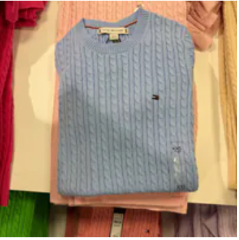 [S] TOMMY HILFIGER VESSEL BLUE SLEEVE CABLE KNIT SWEATER, 76J5411-430 (STH1348)