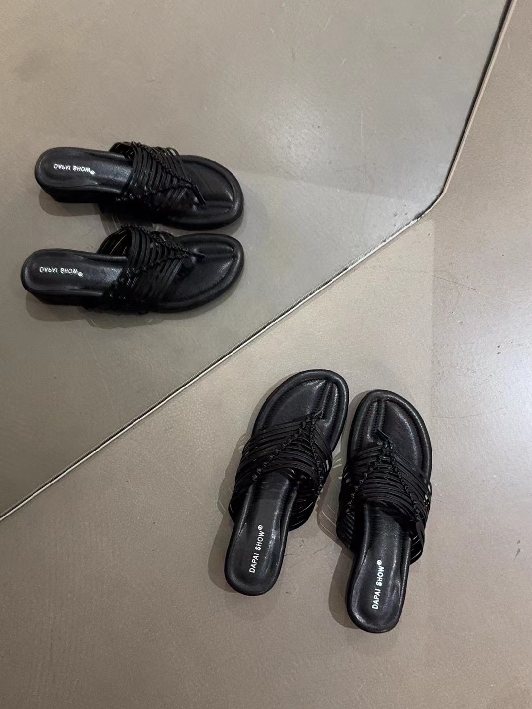 法式浪漫編織坡跟拖鞋