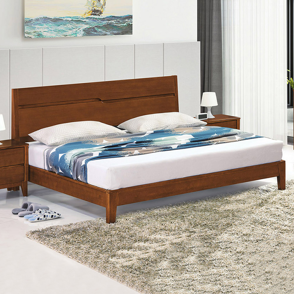 麥森5尺雙人胡桃色實木床架(不含床墊)