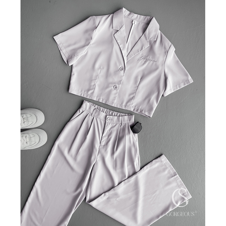 G9567現貨 「品牌西裝外套+直腿褲組」