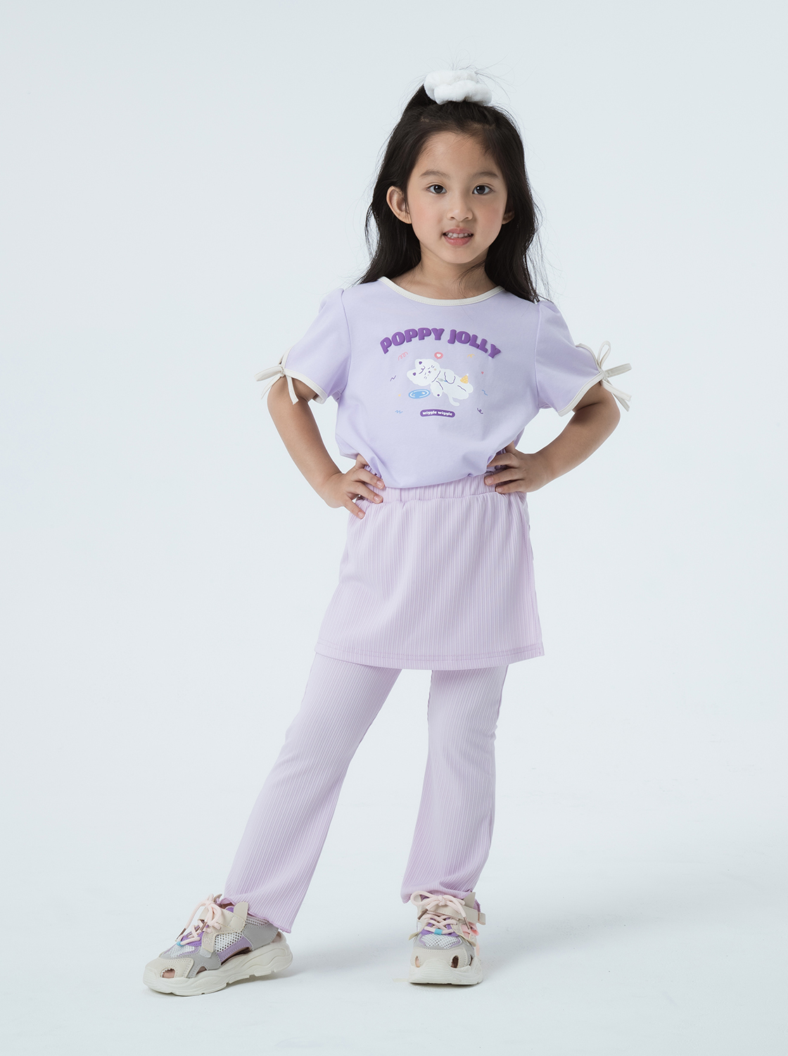 兩件式坑條褲裙【童裝】