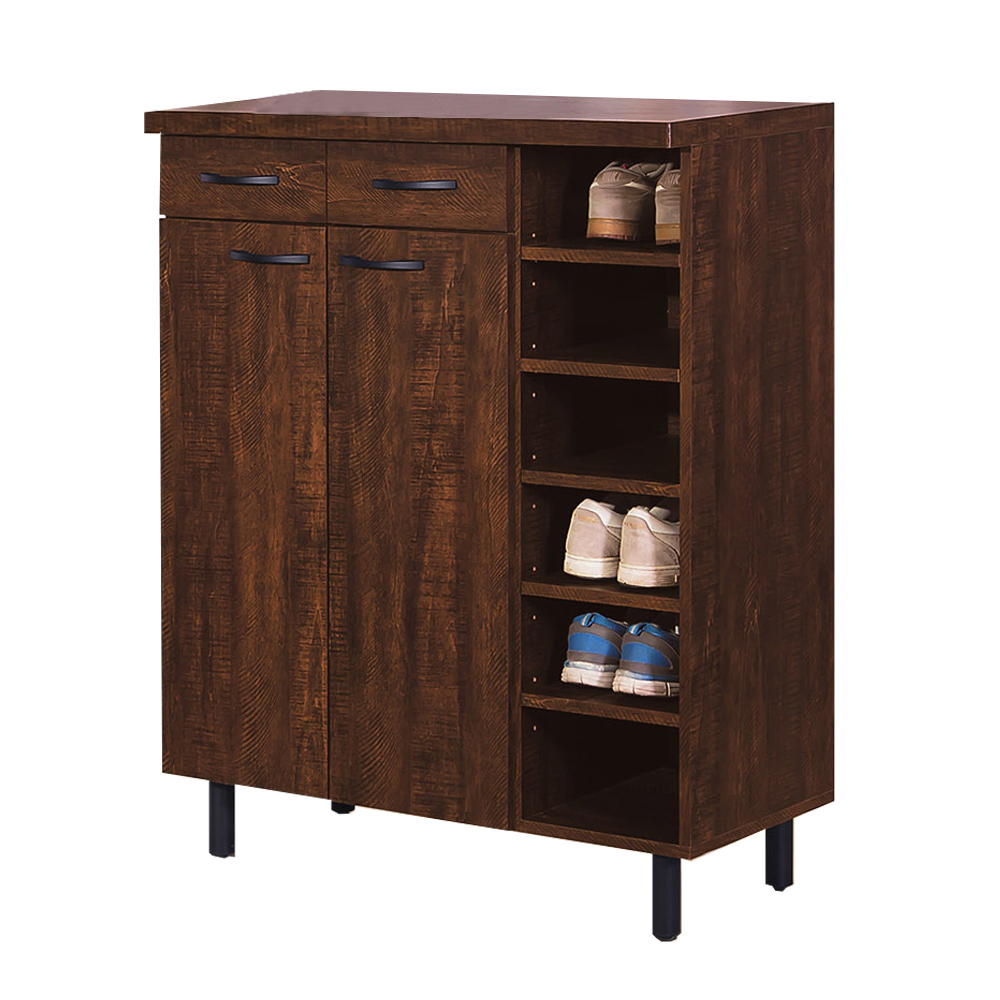 艾曼2.9尺工業風二門二抽右開放鞋櫃